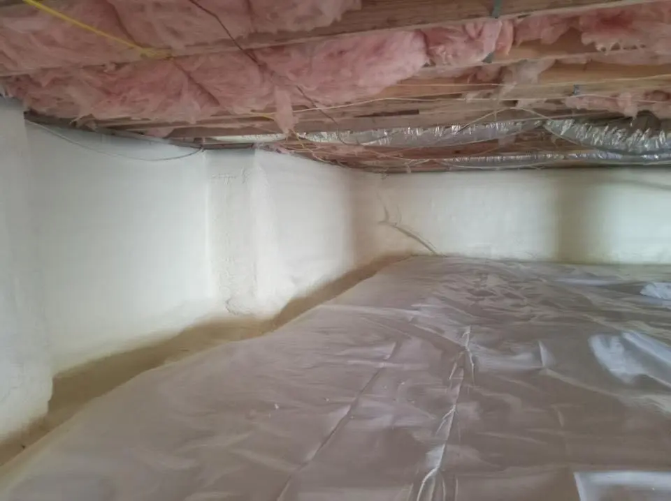 Crawl space encapsulation with closed-cell spray foam for Roof Leak Repair in Lake Barcroft